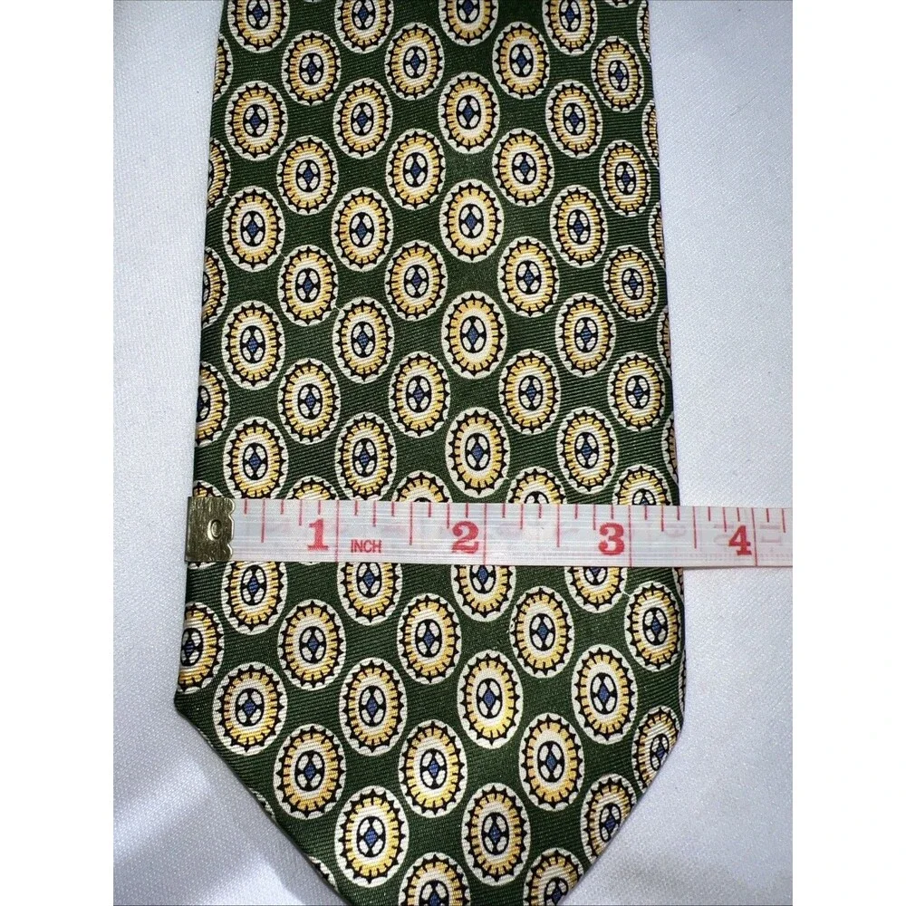 J‎ Crew Silk Ties 3 - Blue Striped & Green Medallion